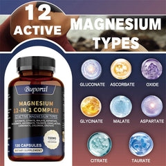 Magnesium Complex Capsules—Bone & Heart Health Supplement for sleep support, muscle relaxation, and stress relief. Your daily magnesium boost for wellness.