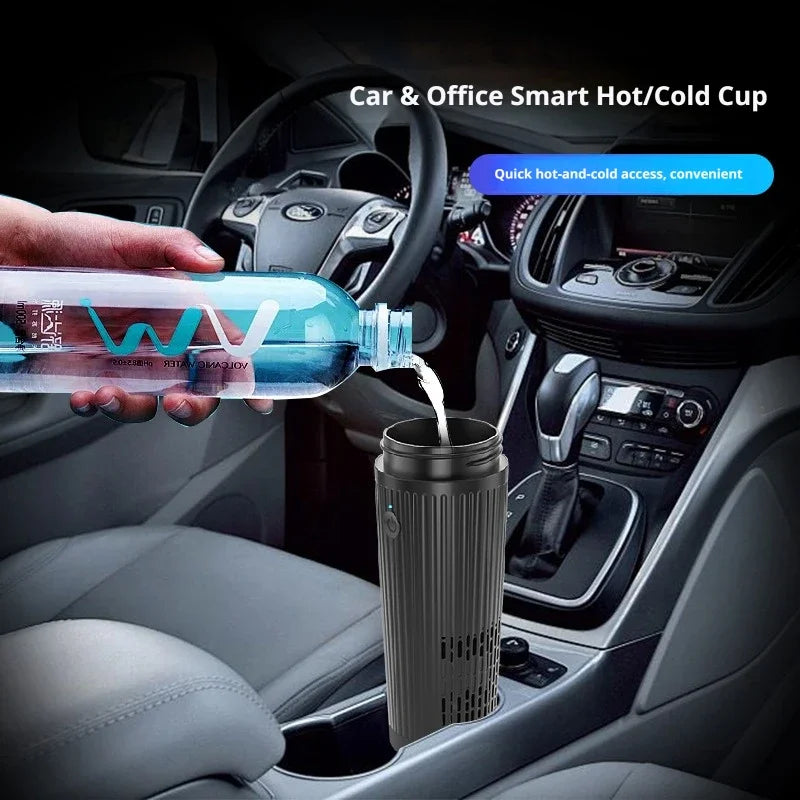Smart Portable 12V Car Heating And Cooling Cup One Button Control 304 Stainless Steel Travel Coffee Mug Vehicle Drink Warmer