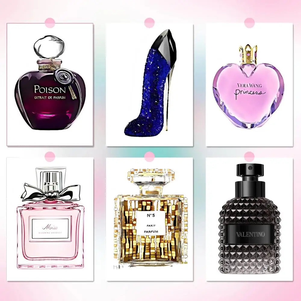 Perfume Bottle Prints Nordic Poster adds modern style to your living room, bedroom, or bar—this wall art mural features luxury perfume bottles and offers a chic decoration for any space.