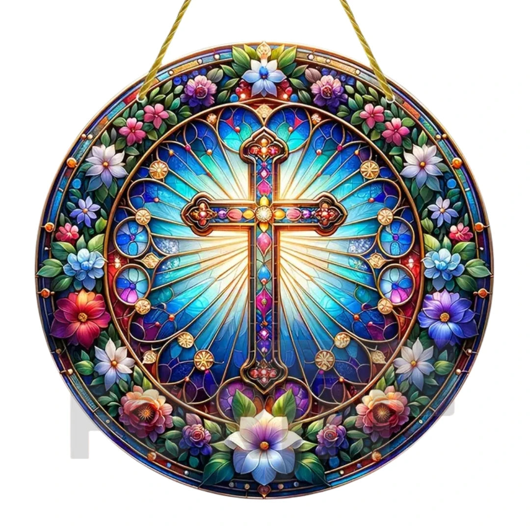 Christian Cross Suncatcher Hanging Decor