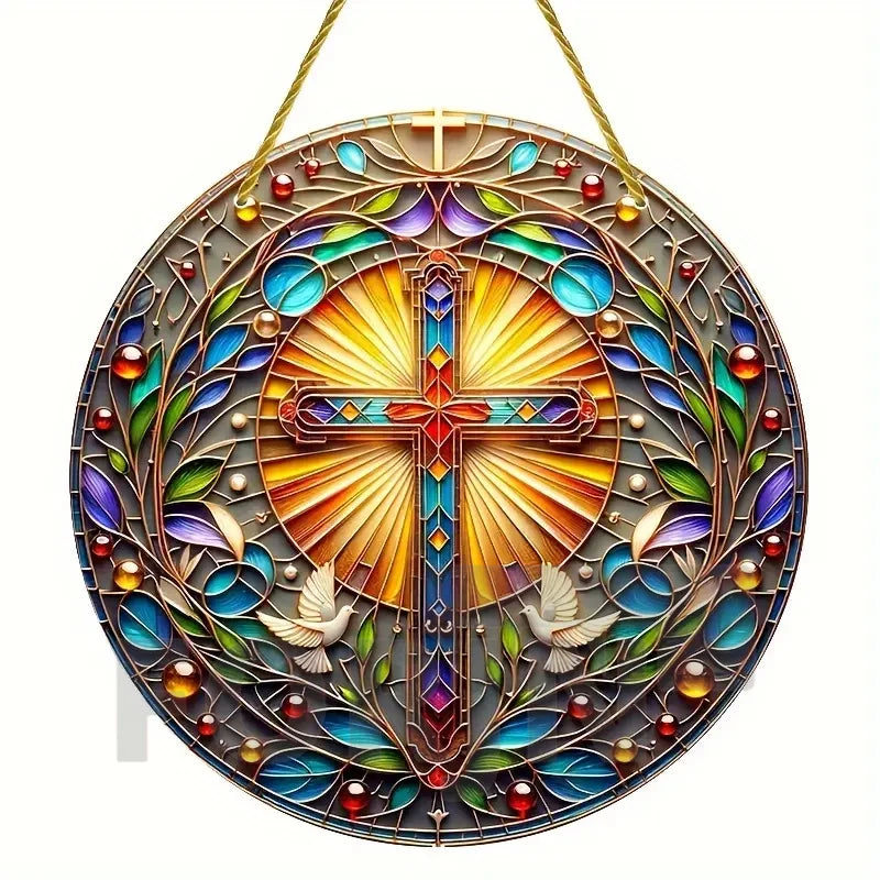 Christian Cross Suncatcher Hanging Decor