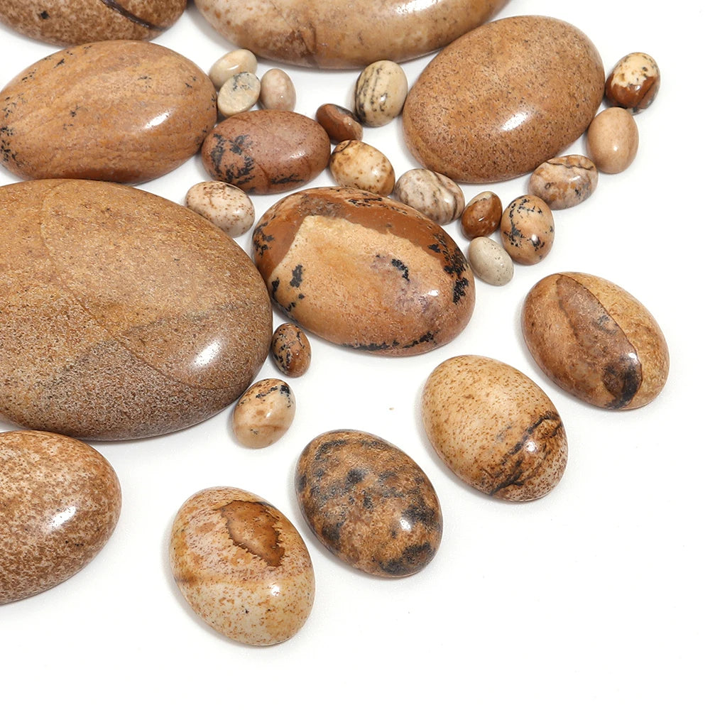 Natural Stone Oval Cabochon Beads