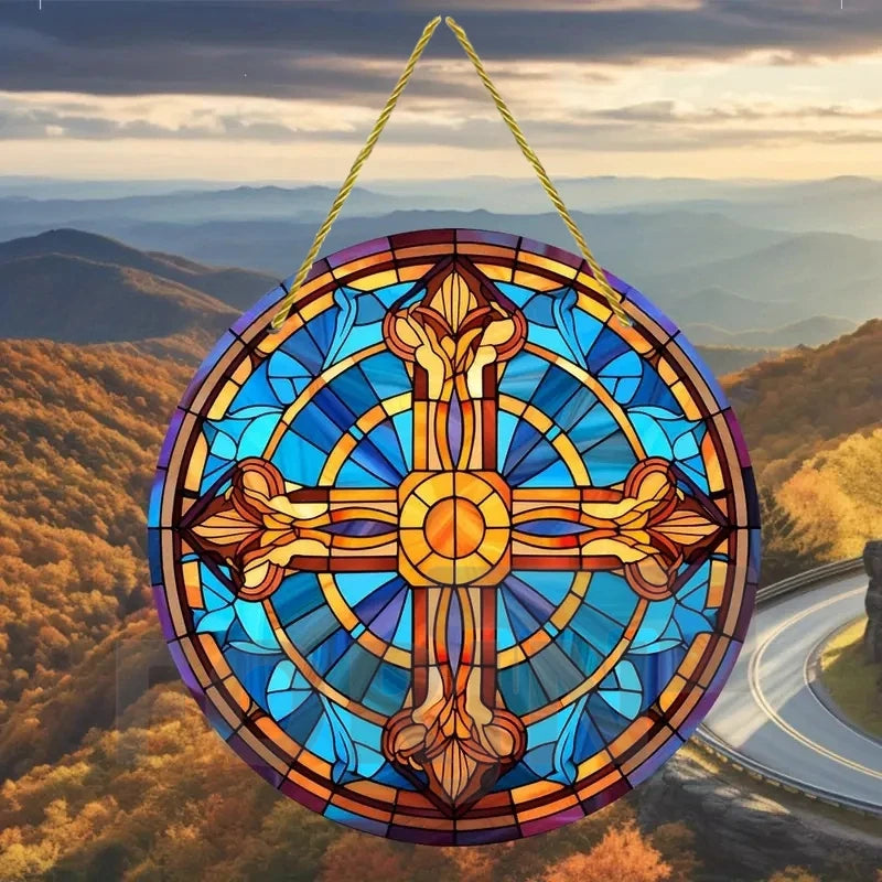 Christian Cross Suncatcher Hanging Decor