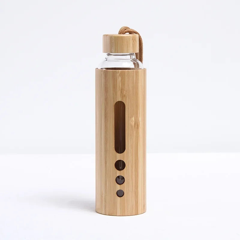 550ml Borosilicate Glass Water Bottle with Bamboo Sleeve