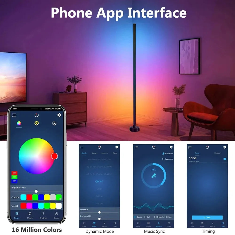 RGB LED Corner Floor Lamp