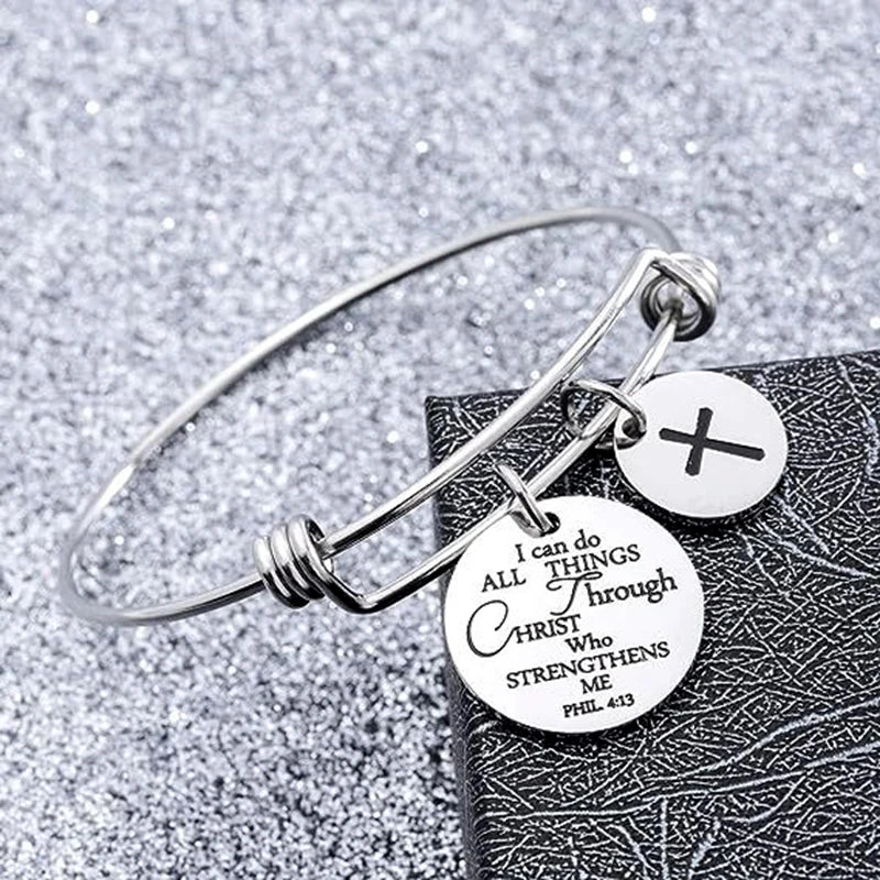 Christian Cross Scripture Charm Bracelet