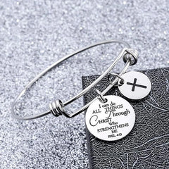 Christian Cross Scripture Charm Bracelet
