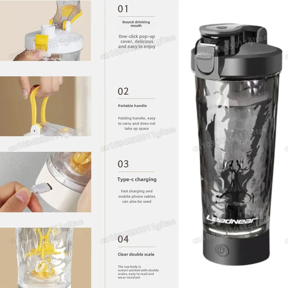 650ml Electric Protein Shaker Bottle and Portable Blender