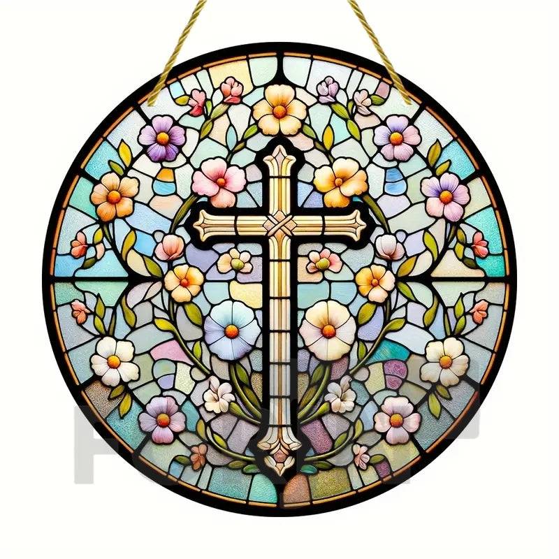 Christian Cross Suncatcher Hanging Decor
