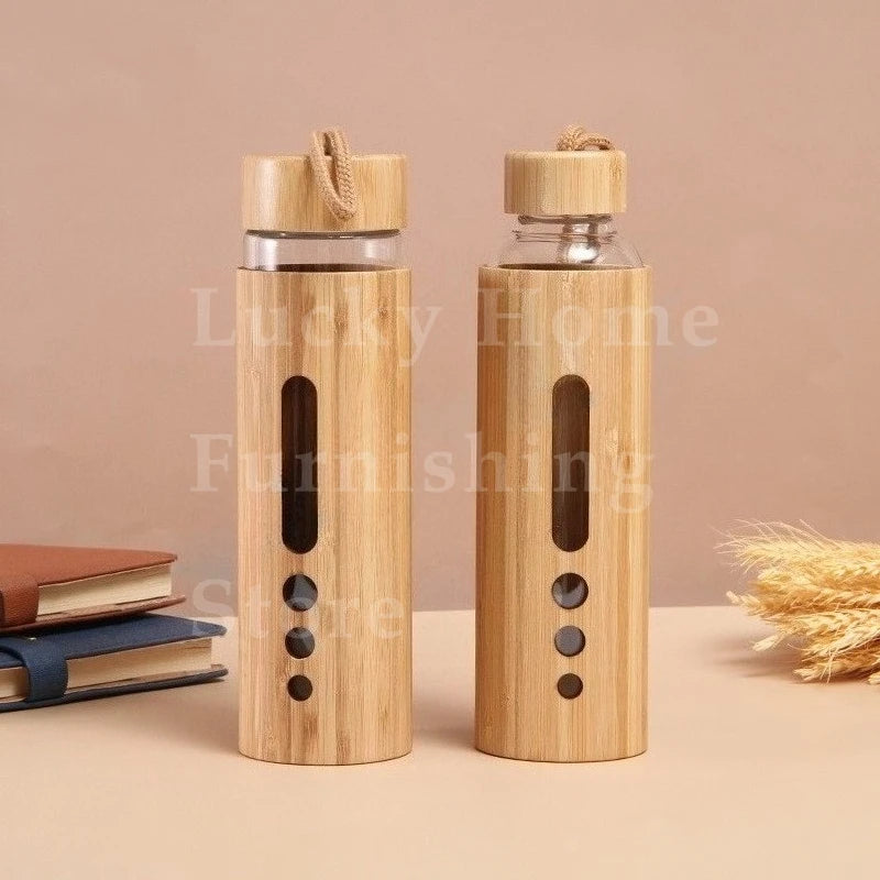 550ml Borosilicate Glass Water Bottle with Bamboo Sleeve