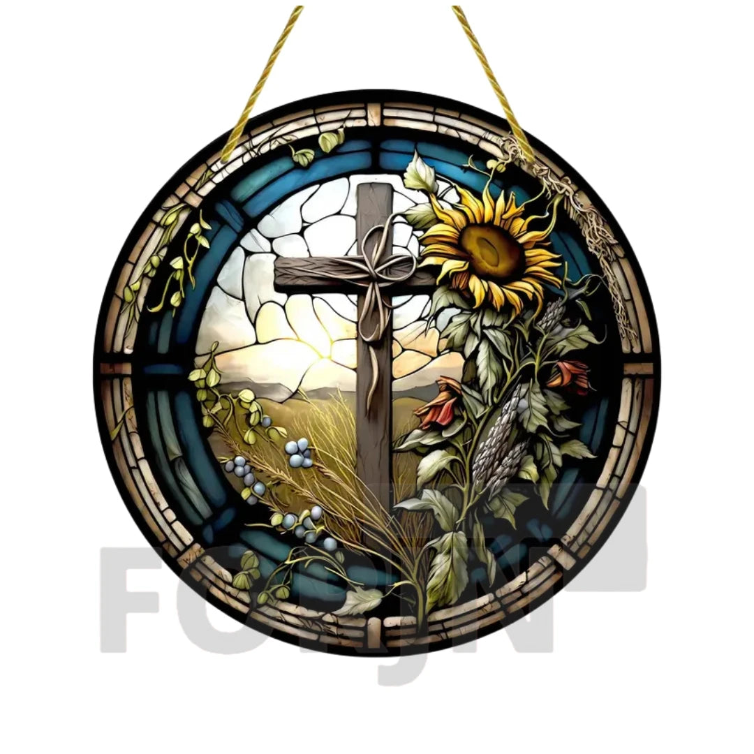 Christian Cross Suncatcher Hanging Decor