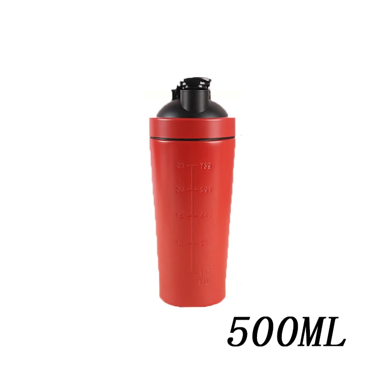 Stainless Steel Protein Powder Shaker Bottle With Steel Ball Leak Proof Gym Fitness Sport Whey Shakes Cup Fitness Sports Mug