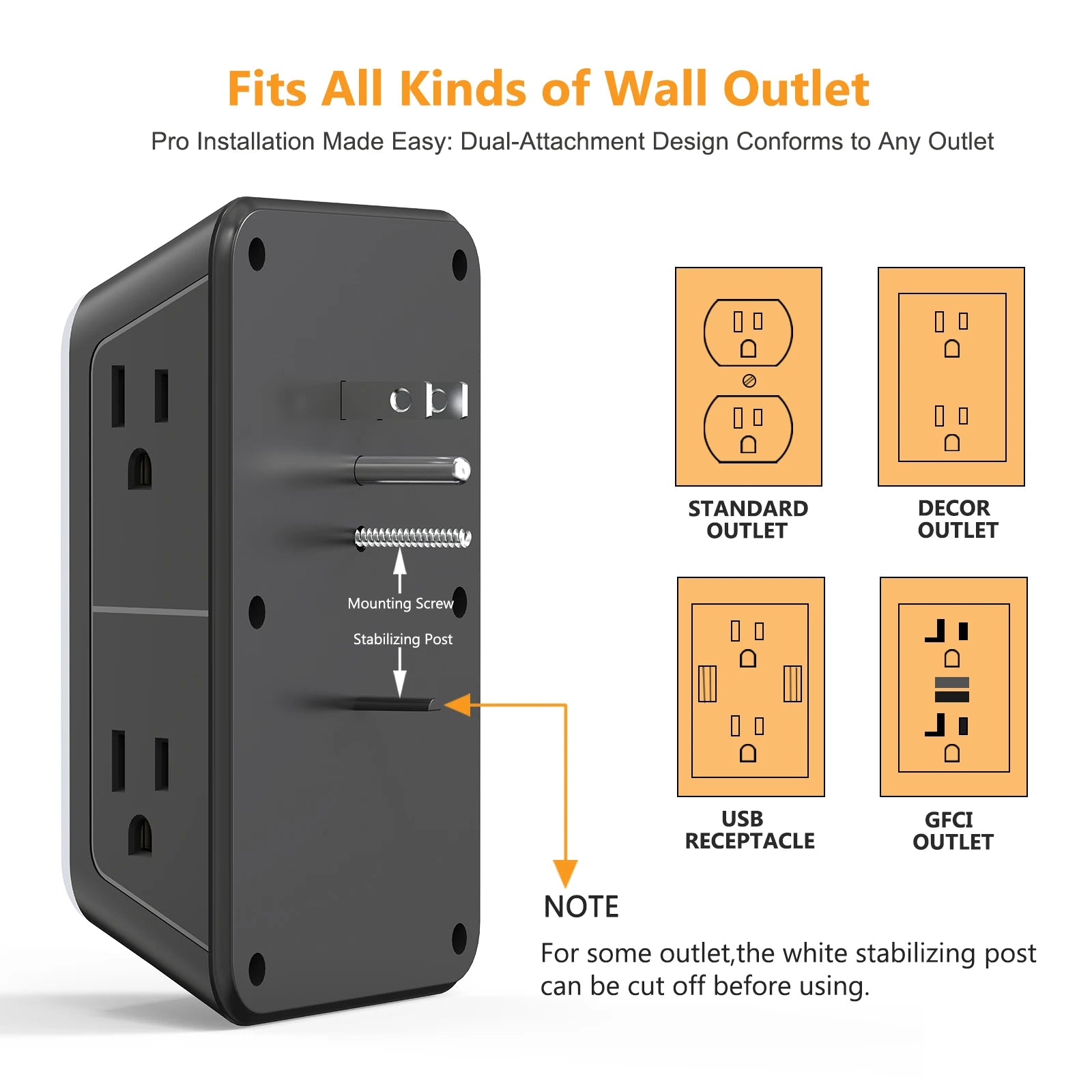 Wall Outlet Extender with USB Ports