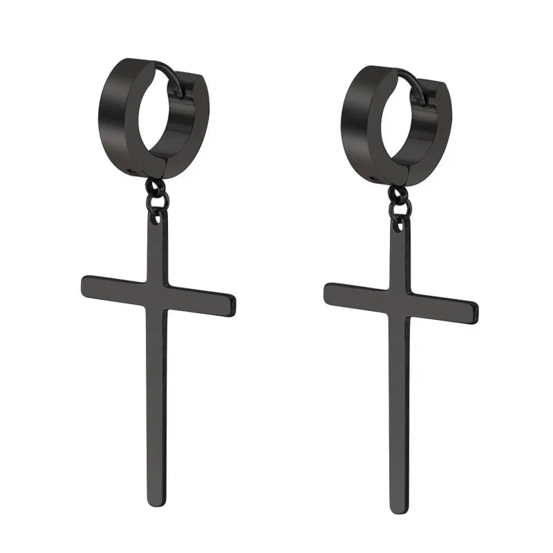 Stainless Steel Inverted Cross Stud Earrings