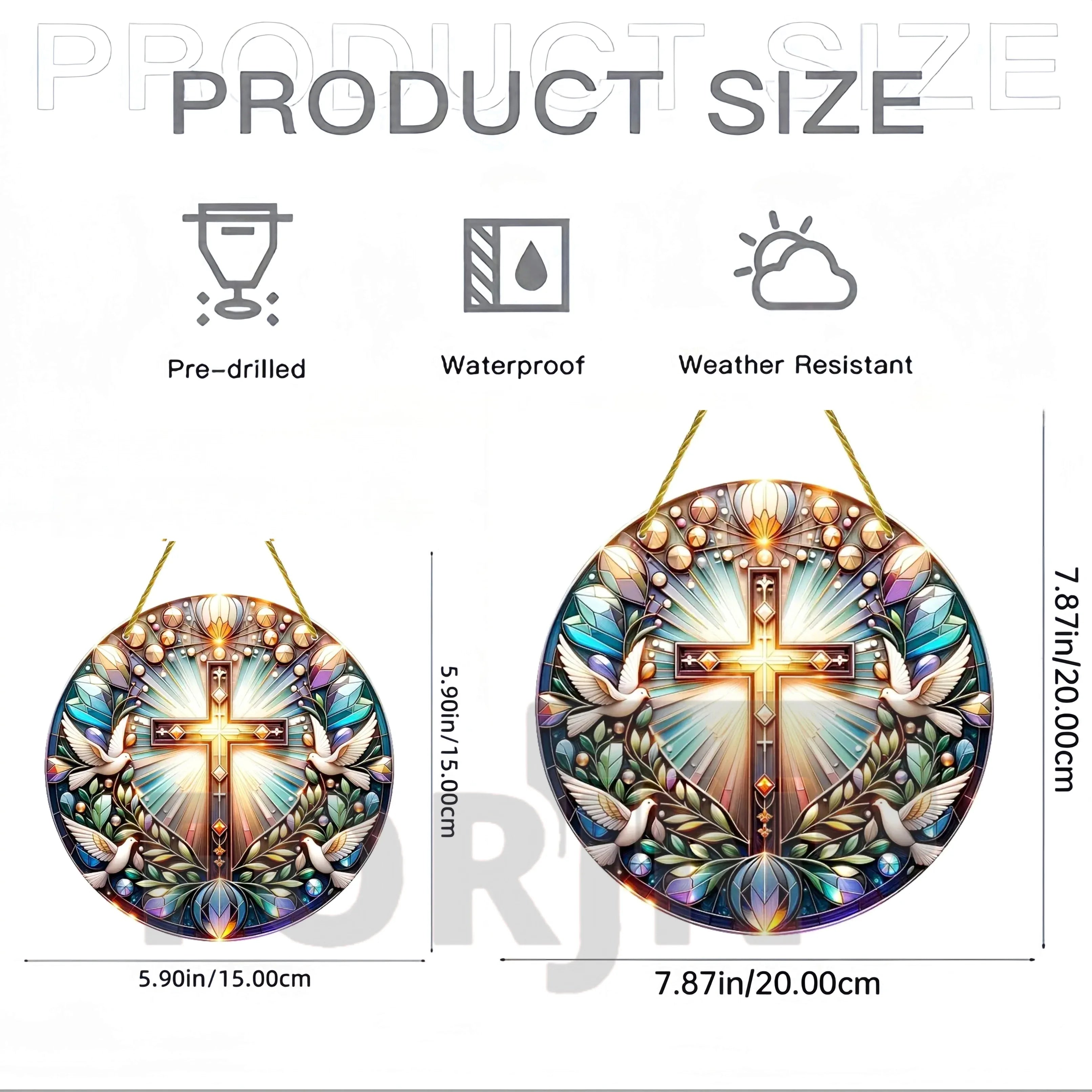 Christian Cross Suncatcher Hanging Decor