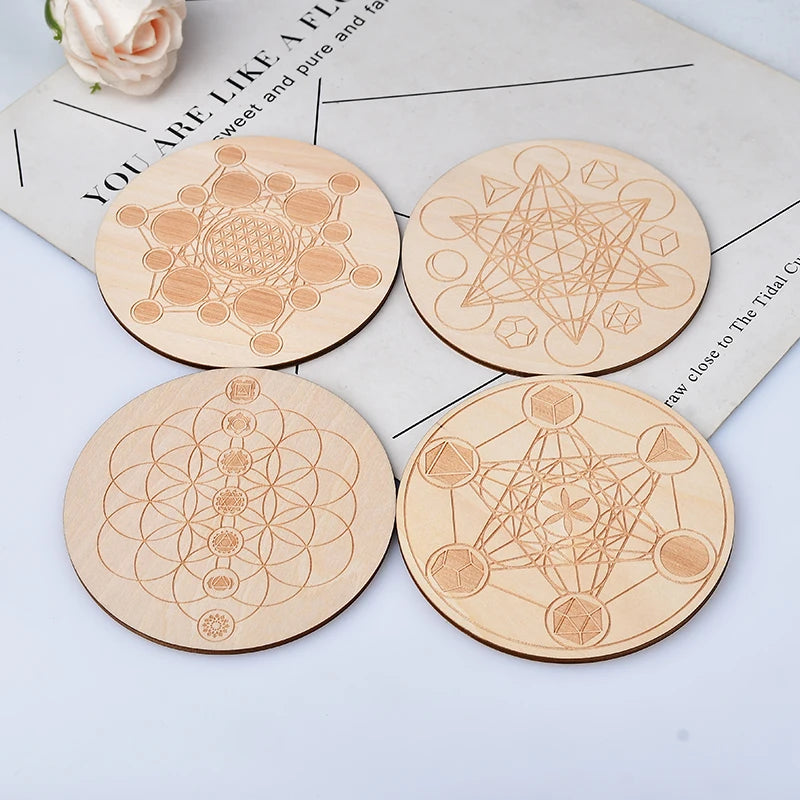 Seven Chakra Healing Stone Wood Plate