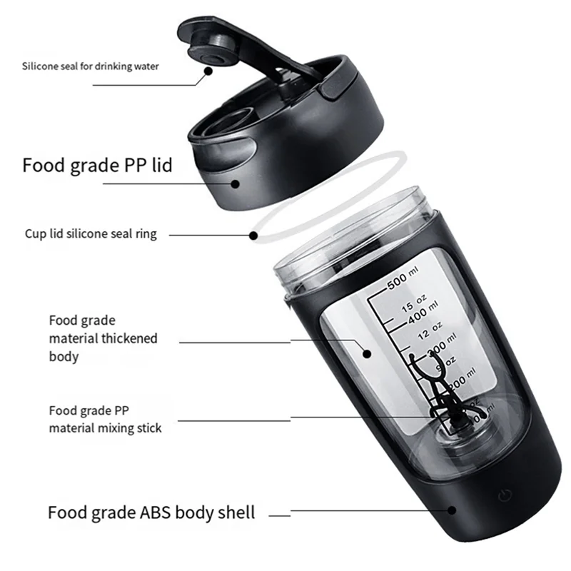 J1UL1N Electric Protein Shaker Bottle Portable 1200Mah Rechargeable Blender Cup Automatic Self Stirring Mug Mixing Cups
