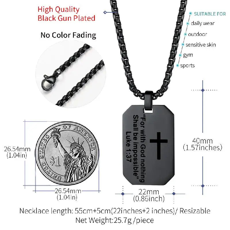 Christian Cross Prayer Necklace Jewelry