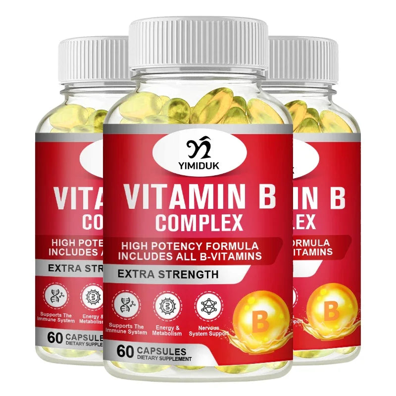 Vitamin B Complex with Vitamin B12, B7 as Biotin, B6, B3 as Niacin, B5, B6, B8, B9 as Folate for Stress, Energy & Healthy Immune