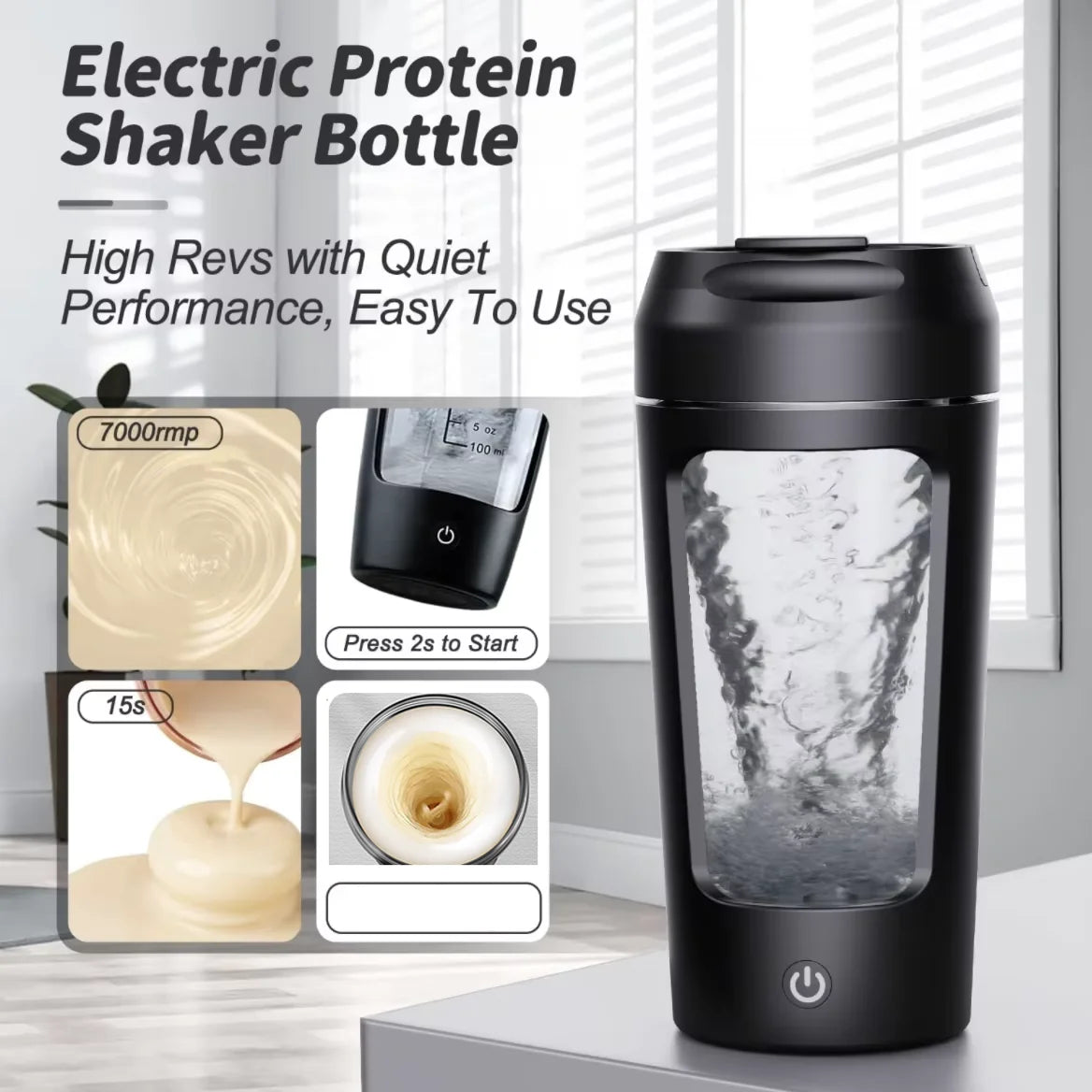 650ml USB Rechargeable Electric Protein Shaker Bottle