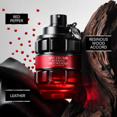 Viktor&amp;Rolf - Spicebomb Infrared Eau de Parfum - Amaderado y picante - Colonia para hombre - Con notas de cuero y canela - 3 fl oz
