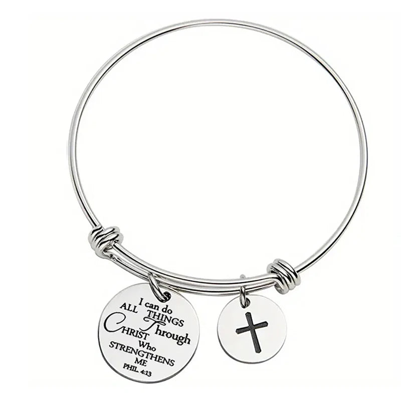Christian Cross Scripture Charm Bracelet