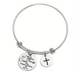 Christian Cross Scripture Charm Bracelet