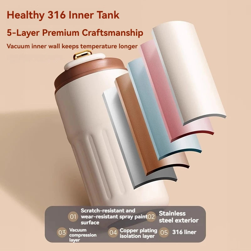 450ML Stainless Steel Thermo Water Bottle LED Temperature Display Coffee Cup Keep Cold and Heat Thermal Mug Travel Vacuum Flask
