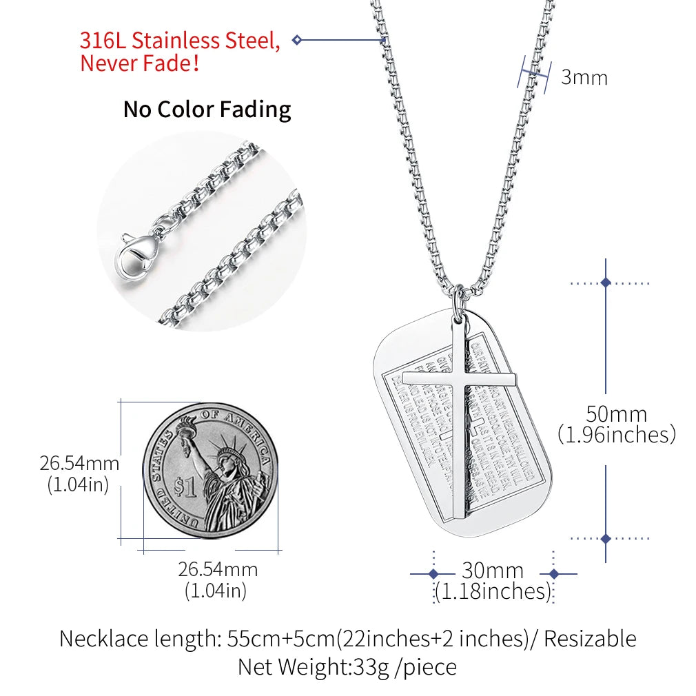 Christian Cross Prayer Necklace Jewelry