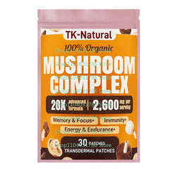 30 Patches Mushroom Complex Transdermal Patches with Lion's Mane, Reishi, Turkey Tail, Cordyceps, for Focus, Brian, Memory