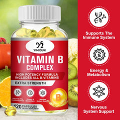 Vitamin B Complex with Vitamin B12, B7 as Biotin, B6, B3 as Niacin, B5, B6, B8, B9 as Folate for Stress, Energy & Healthy Immune