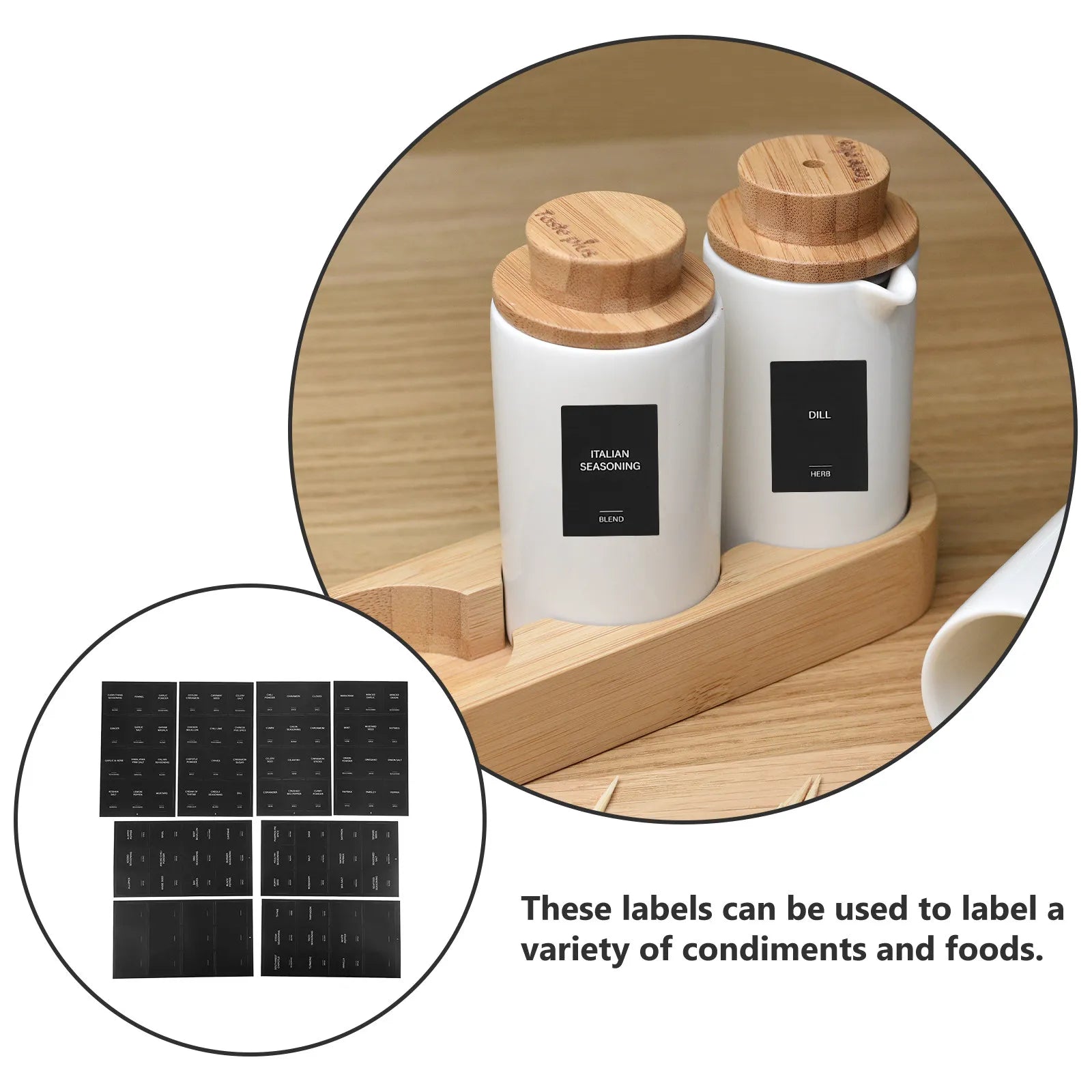 Organize your kitchen with 32pcs waterproof rectangle spice bottle labels. These self-adhesive stickers are perfect for classifying containers and pantry storage, making condiments and foods easy to identify and keep tidy.