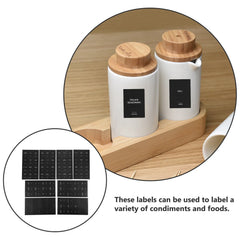 Organize your kitchen with 32pcs waterproof rectangle spice bottle labels. These self-adhesive stickers are perfect for classifying containers and pantry storage, making condiments and foods easy to identify and keep tidy.