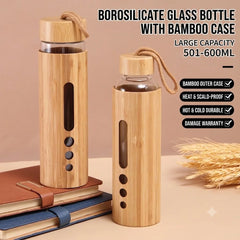 550ml Borosilicate Glass Water Bottle with Bamboo Sleeve