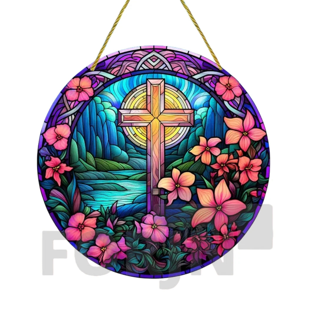 Christian Cross Suncatcher Hanging Decor