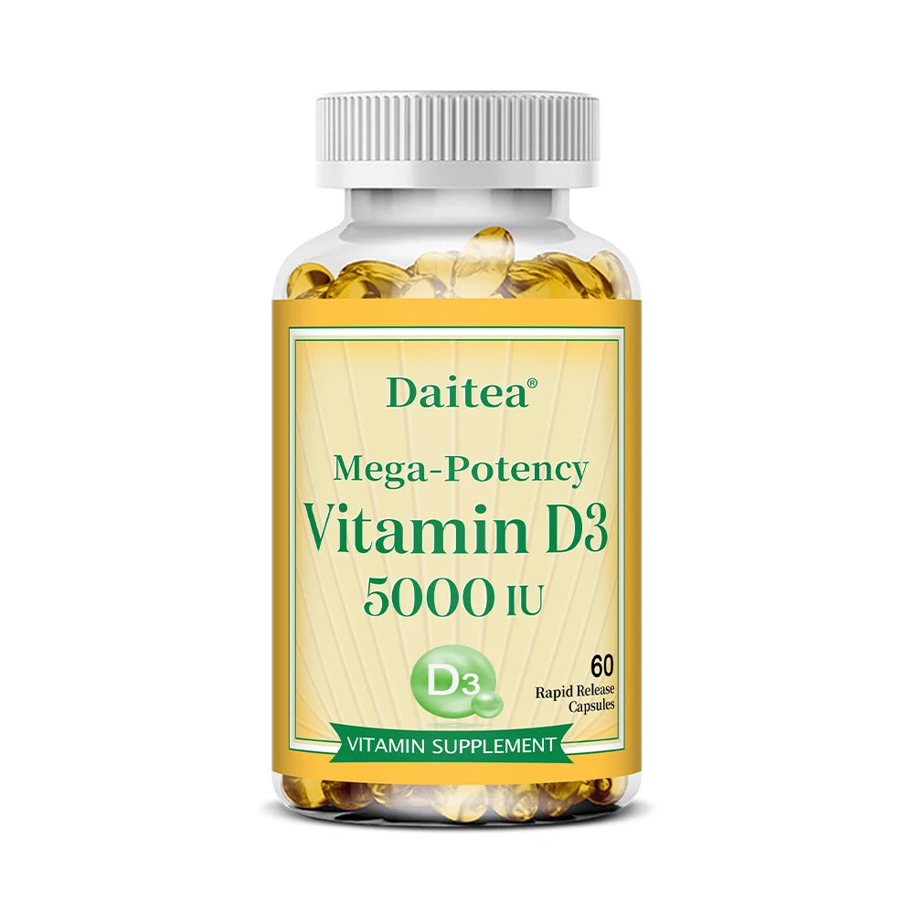 High Potency Vitamin D3 50,000 IU - 120 Vegetarian Capsules - Gluten Free Non-GMO, Nervous System Health, Support Immune