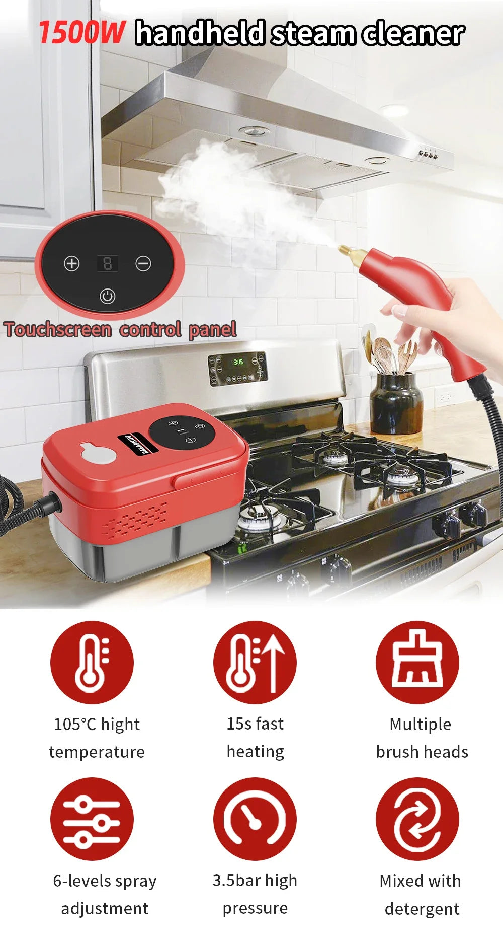 2500W Portable High Temperature Steam Cleaner