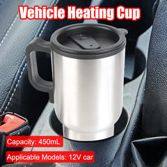 Camping Travel Kettle Electric Heating Car Kettle Stainless Steel Water Coffee Milk Thermal Mug Vehicle Heating Cup 12V 450ml