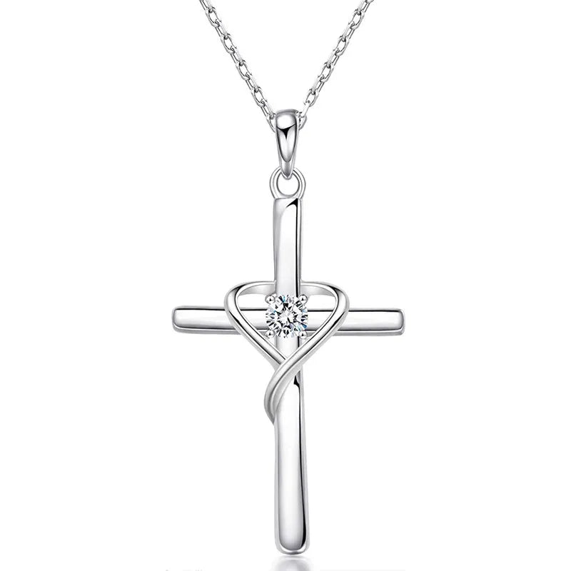 Zircon Cross Pendant Necklace Women