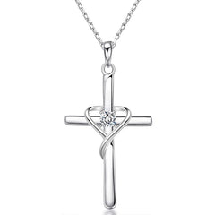 Zircon Cross Pendant Necklace Women