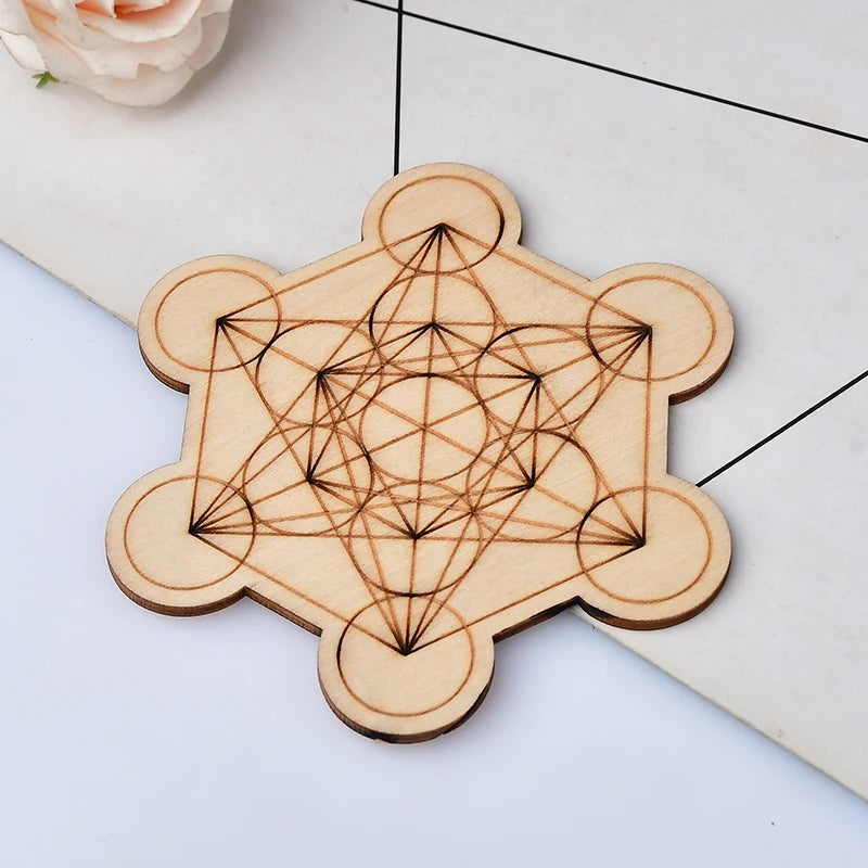 Seven Chakra Healing Stone Wood Plate