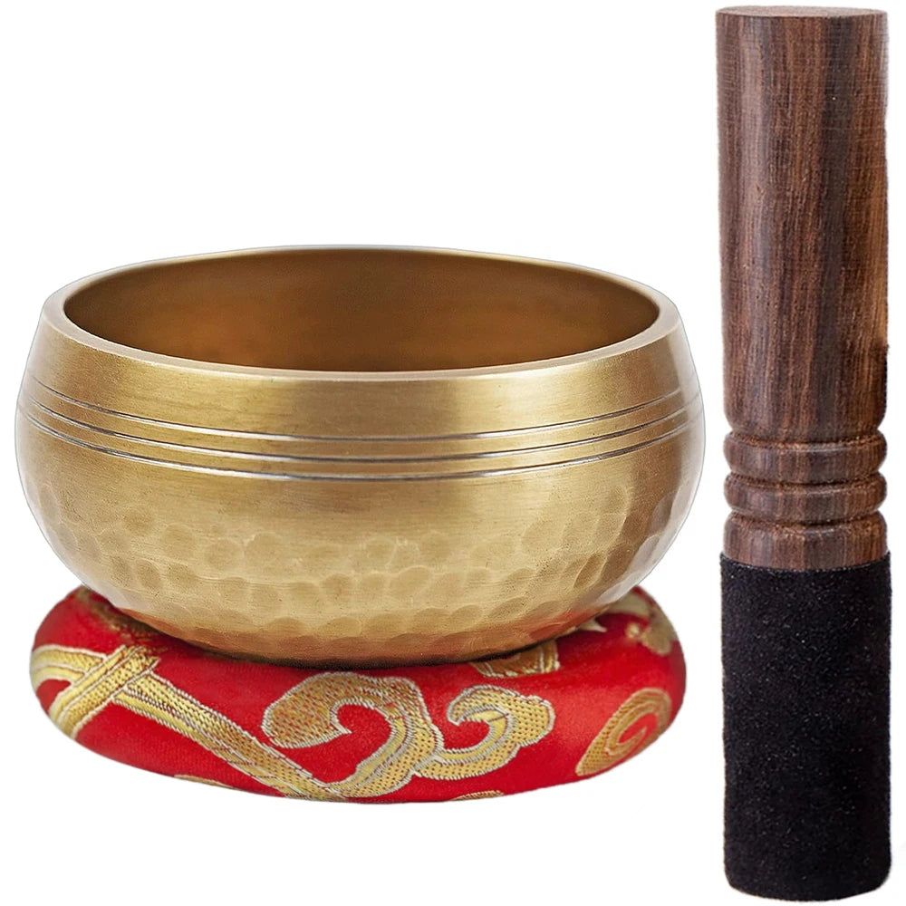 Handcrafted Brass Meditation Singing Bowl Set