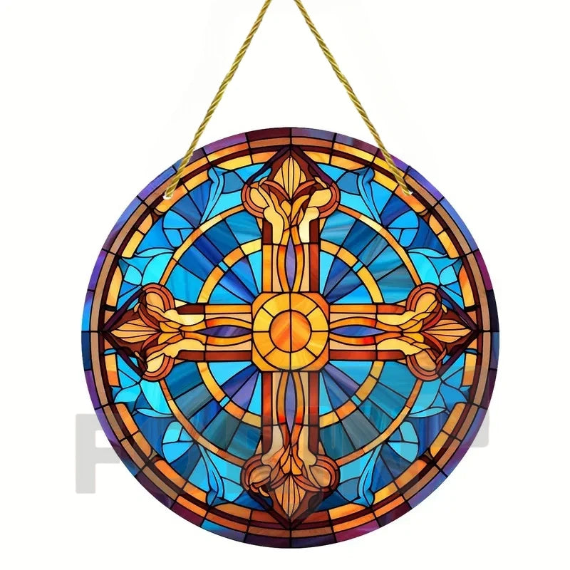 Christian Cross Suncatcher Hanging Decor