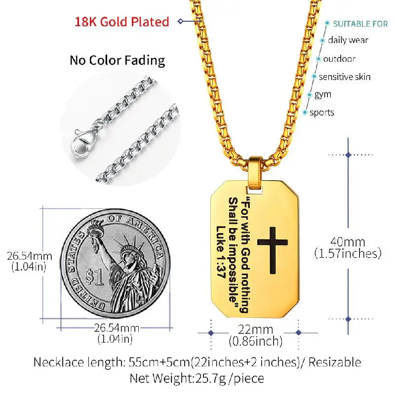 Christian Cross Prayer Necklace Jewelry