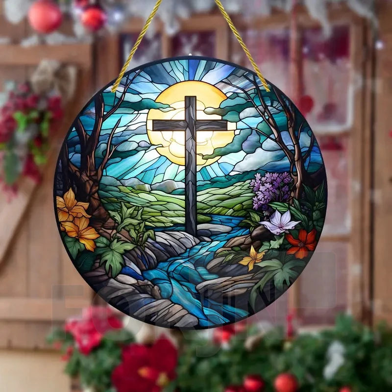 Christian Cross Suncatcher Hanging Decor