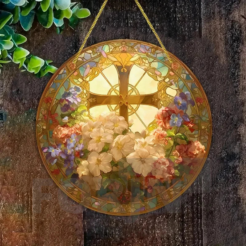 Christian Cross Suncatcher Hanging Decor