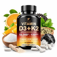 Fulimiks Vitamin D3 K2 Capsules, with Magnesium & Zinc, Support Bone & Dental, Heart, Cardiovascular Health, Immune Defense