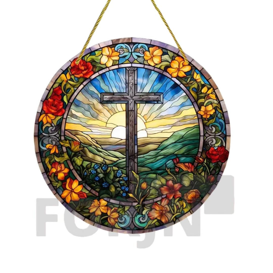 Christian Cross Suncatcher Hanging Decor