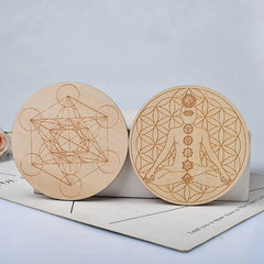 Seven Chakra Healing Stone Wood Plate