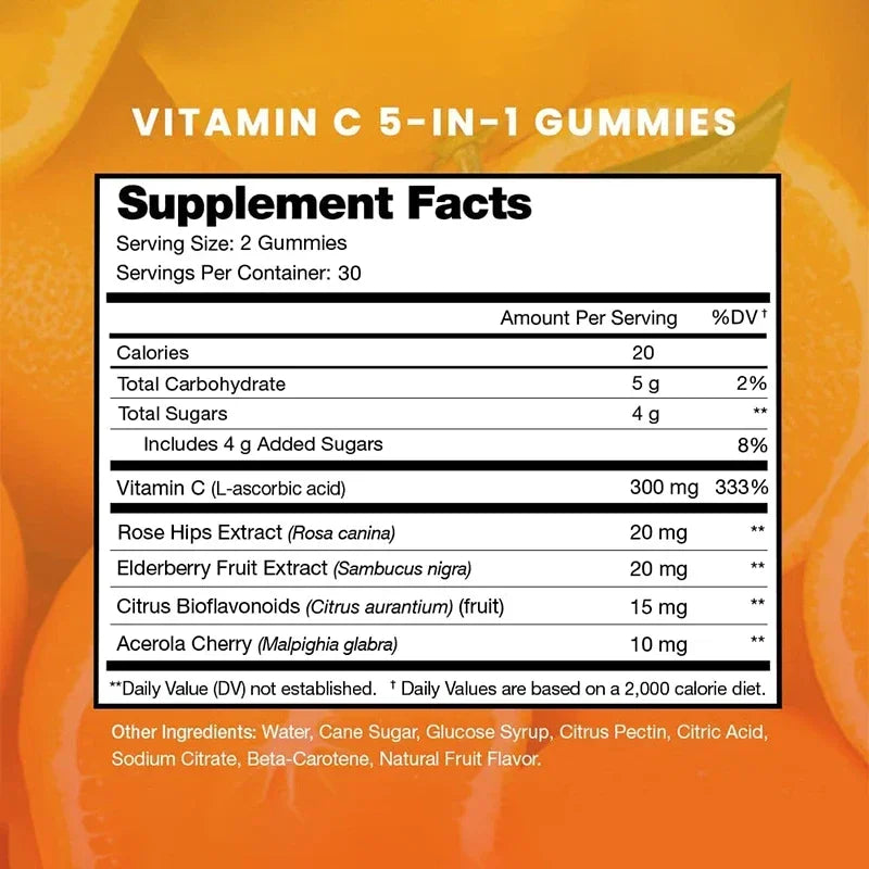 Vitamin C Gummies - Maximizes Absorption, Strengthens The Immune System, and Promotes Collagen Production, Antioxidant
